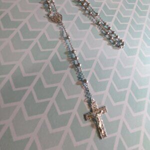 Vintage 925 Sterling Filigree Ball Link Rosary European Handmade 16" and is 17gr